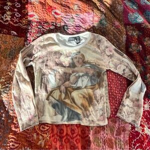 y2k Renaissance Painting Print Long sleeve Tshirt